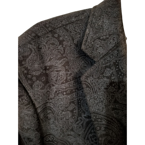 M549) Adolfo Men's Brown Pattern Corduroy Two Button Blazer Jacket Size 52R - Picture 5 of 9
